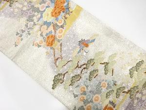 花籠に鶴模様織出し袋帯